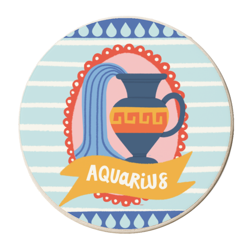 Aquarius Star Sign Zodiac Astrology Design - personalised beer coaster by AbiGoLucky