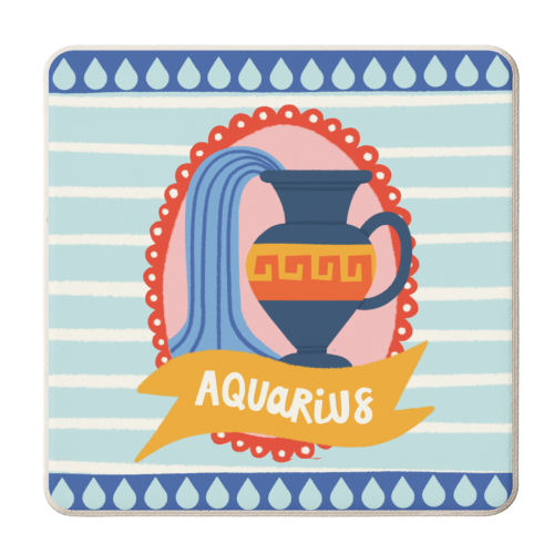 Aquarius Star Sign Zodiac Astrology Design - personalised beer coaster by AbiGoLucky