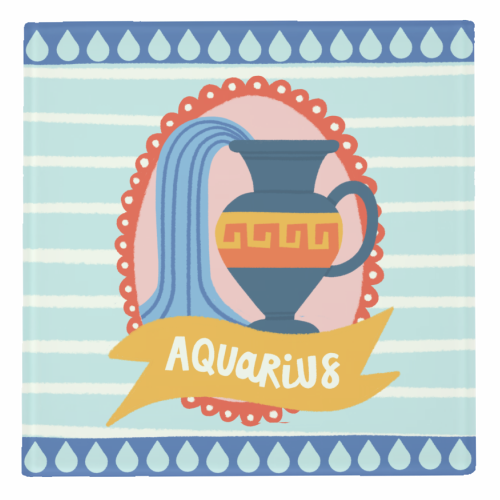 Aquarius Star Sign Zodiac Astrology Design - personalised beer coaster by AbiGoLucky
