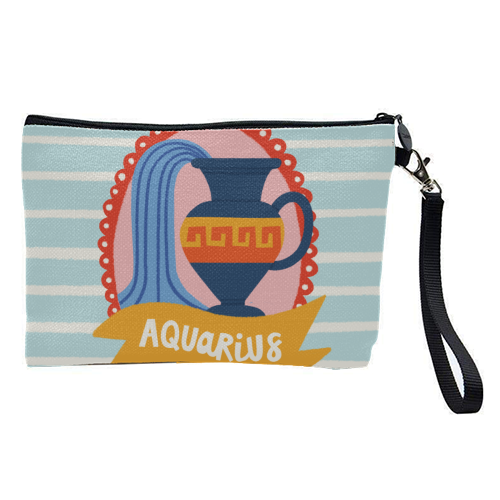 Aquarius Star Sign Zodiac Astrology Design - pretty makeup bag by AbiGoLucky