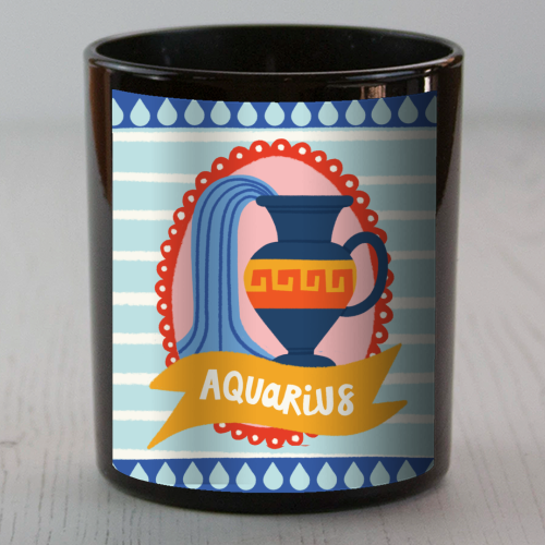 Aquarius Star Sign Zodiac Astrology Design - scented candle by AbiGoLucky