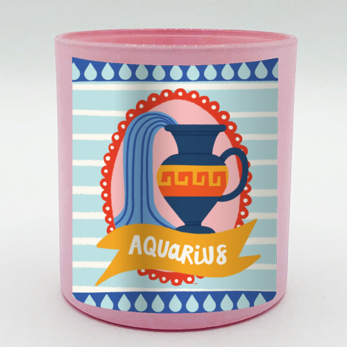 Aquarius Star Sign Zodiac Astrology Design - scented candle by AbiGoLucky
