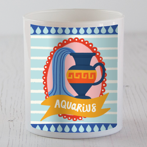 Aquarius Star Sign Zodiac Astrology Design - scented candle by AbiGoLucky