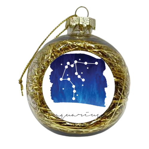 Aquarius Zodiac Constellation - xmas bauble by Toni Scott