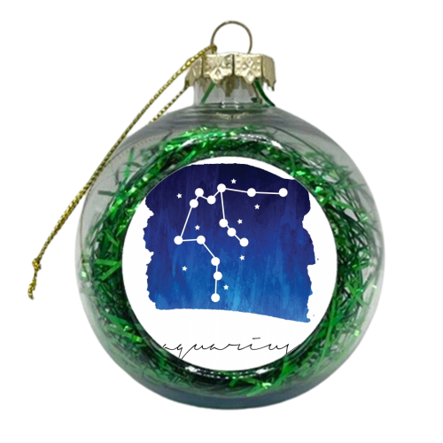 Aquarius Zodiac Constellation - xmas bauble by Toni Scott