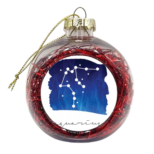 Aquarius Zodiac Constellation - xmas bauble by Toni Scott