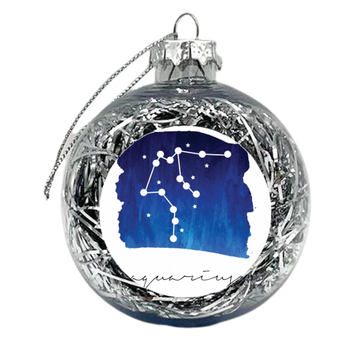 Aquarius Zodiac Constellation - xmas bauble by Toni Scott