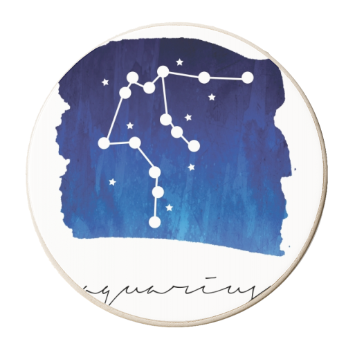 Aquarius Zodiac Constellation - personalised beer coaster by Toni Scott