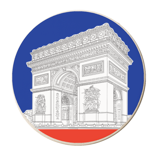 Arc De Triomphe (blue, white & red) - personalised beer coaster by Adam Regester