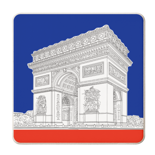 Arc De Triomphe (blue, white & red) - personalised beer coaster by Adam Regester