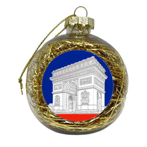 Arc De Triomphe (blue, white & red) - xmas bauble by Adam Regester
