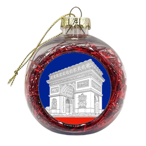 Arc De Triomphe (blue, white & red) - xmas bauble by Adam Regester