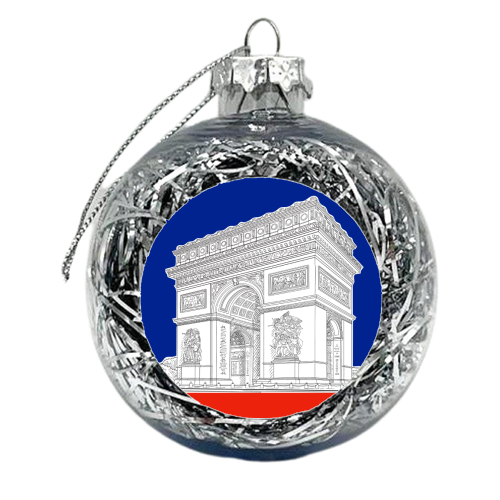 Arc De Triomphe (blue, white & red) - xmas bauble by Adam Regester