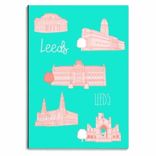 Architectural Landmarks Of Leeds (Turquoise) - personalised A4, A5, A6 notebook by Adam Regester