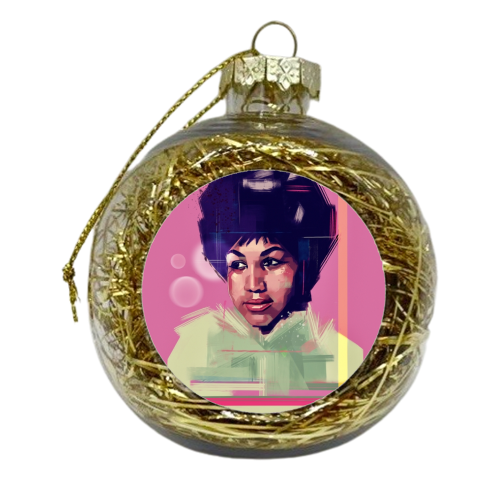 Aretha Franklin - xmas bauble by Rebecca Sampson
