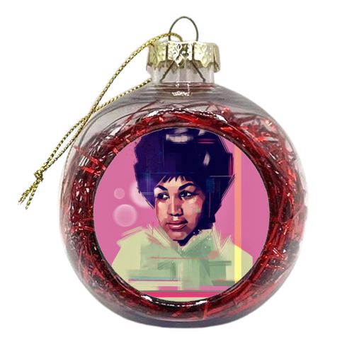 Aretha Franklin - xmas bauble by Rebecca Sampson