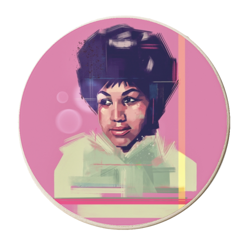 Aretha Franklin - personalised beer coaster by Rebecca Sampson