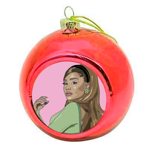 Ariana Grande Collection - colourful christmas bauble by Catherine Critchley.
