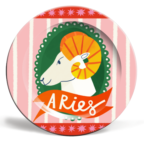 Aries Astrology Star Sign Design - ceramic dinner plate by AbiGoLucky