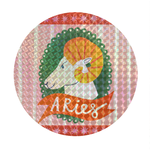 Aries Astrology Star Sign Design - Circle Sticker by AbiGoLucky