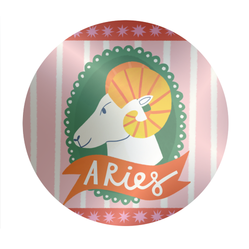 Aries Astrology Star Sign Design - Circle Sticker by AbiGoLucky