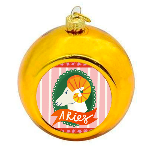 Aries Astrology Star Sign Design - colourful christmas bauble by AbiGoLucky
