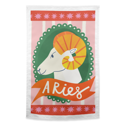 Aries Astrology Star Sign Design - funny tea towel by AbiGoLucky