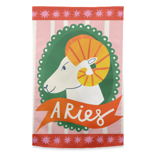 Aries Astrology Star Sign Design - funny tea towel by AbiGoLucky
