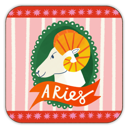 Aries Astrology Star Sign Design - personalised beer coaster by AbiGoLucky
