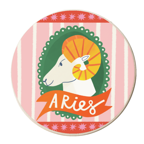 Aries Astrology Star Sign Design - personalised beer coaster by AbiGoLucky