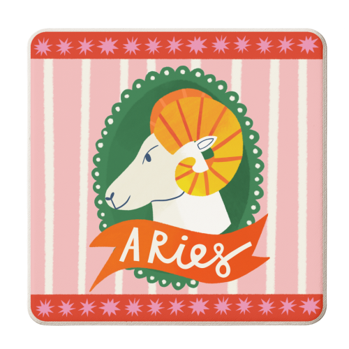 Aries Astrology Star Sign Design - personalised beer coaster by AbiGoLucky