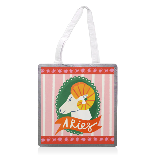 Aries Astrology Star Sign Design - printed canvas tote bag by AbiGoLucky
