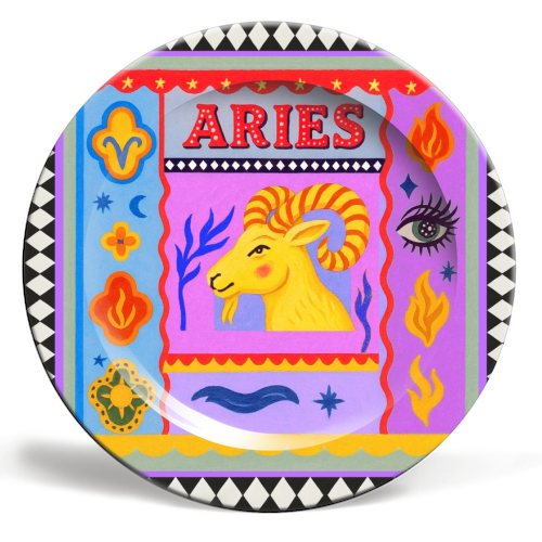 Aries star sign - ceramic dinner plate by Wallace Elizabeth