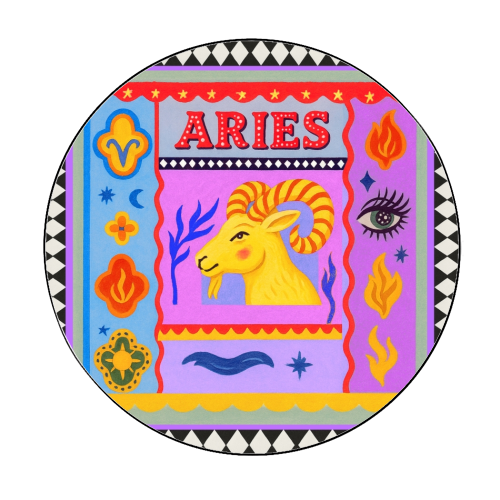 Aries star sign - Circle Sticker by Wallace Elizabeth
