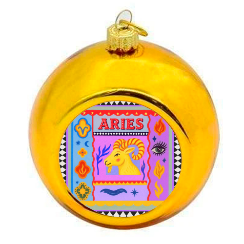 Aries star sign - colourful christmas bauble by Wallace Elizabeth