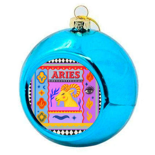 Aries star sign - colourful christmas bauble by Wallace Elizabeth