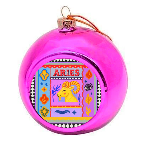 Aries star sign - colourful christmas bauble by Wallace Elizabeth