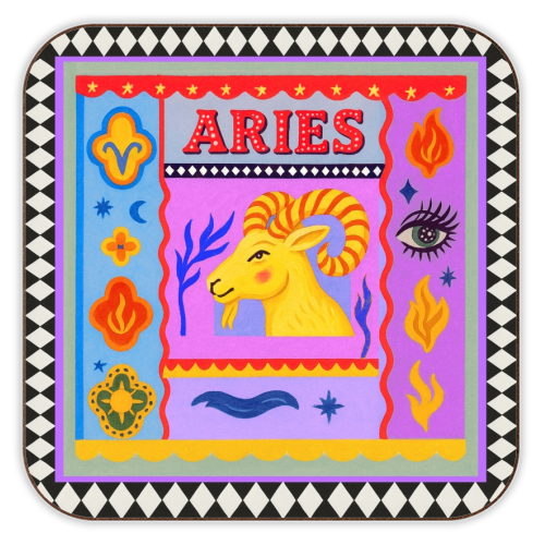 Aries star sign - personalised beer coaster by Wallace Elizabeth