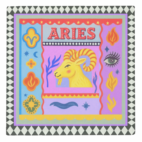 Aries star sign - personalised beer coaster by Wallace Elizabeth