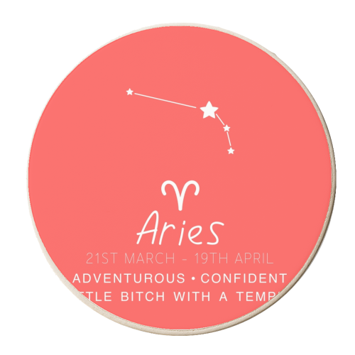 Aries traits and constellation print - personalised beer coaster by The Girl Next Draw