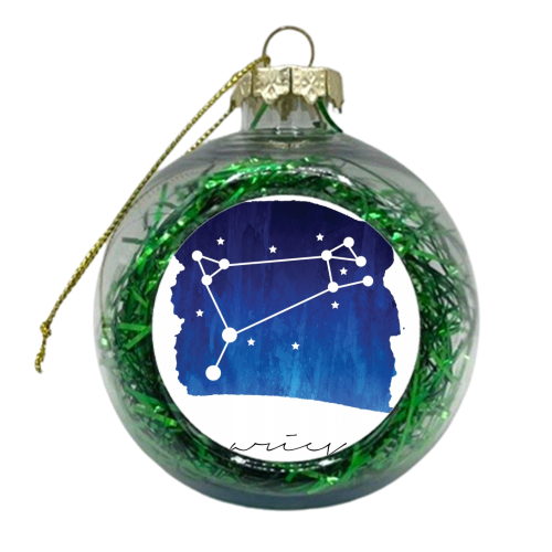 Aries Zodiac Constellation - xmas bauble by Toni Scott