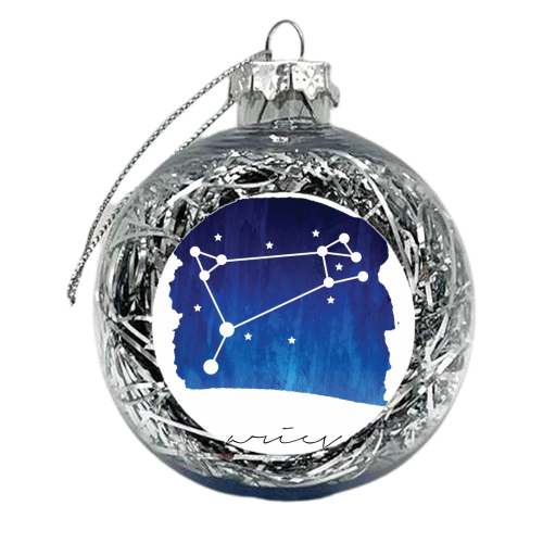 Aries Zodiac Constellation - xmas bauble by Toni Scott