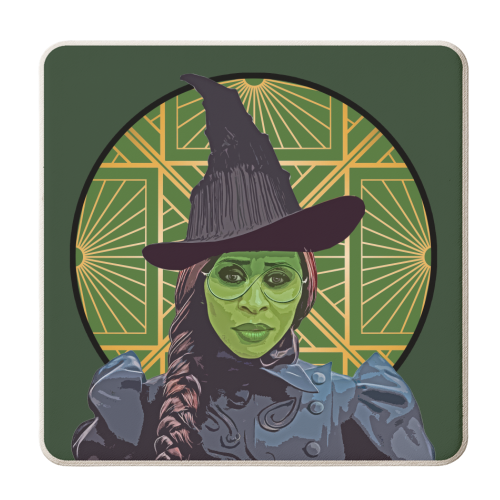Art Deco Elphaba - personalised beer coaster by DOLLY WOLFE
