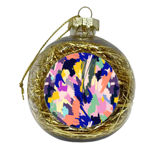 Artistic Colorful Brushstrokes Texture - xmas bauble by Ninola Design