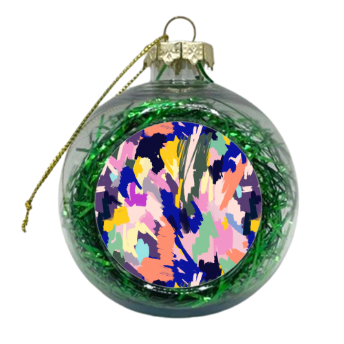 Artistic Colorful Brushstrokes Texture - xmas bauble by Ninola Design