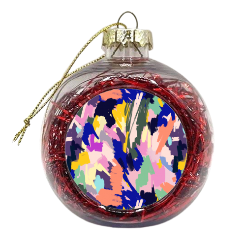 Artistic Colorful Brushstrokes Texture - xmas bauble by Ninola Design