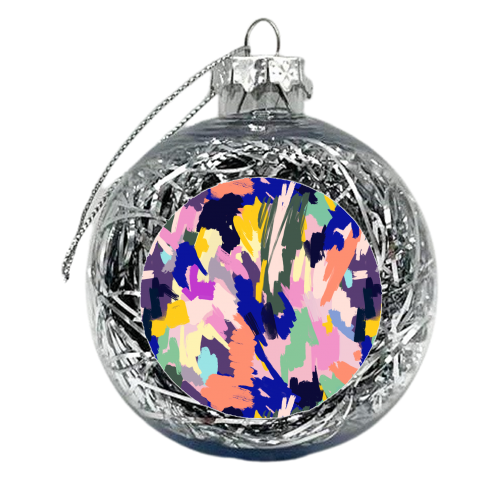 Artistic Colorful Brushstrokes Texture - xmas bauble by Ninola Design