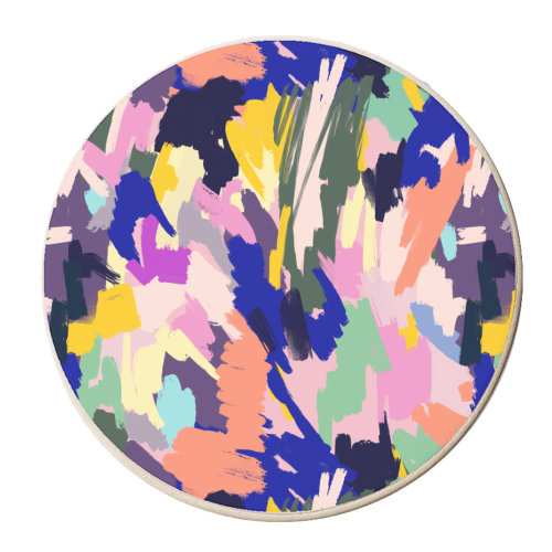 Artistic Colorful Brushstrokes Texture - personalised beer coaster by Ninola Design