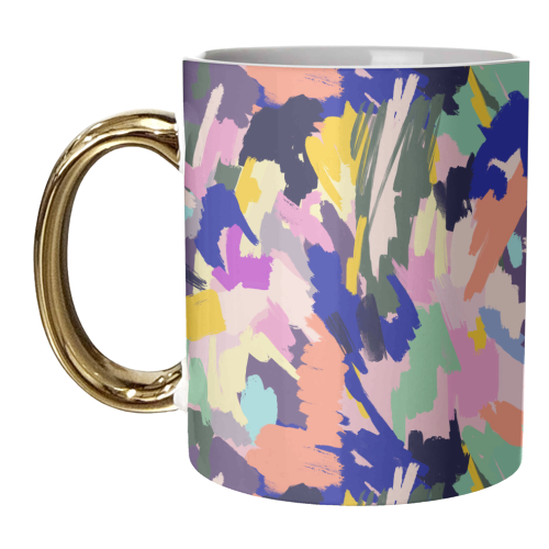 Artistic Colorful Brushstrokes Texture - unique mug by Ninola Design