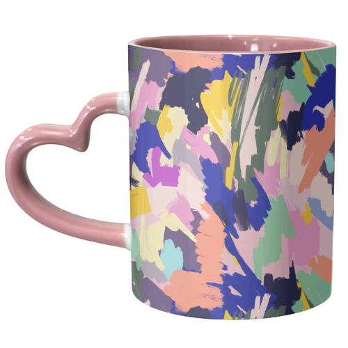 Artistic Colorful Brushstrokes Texture - unique mug by Ninola Design